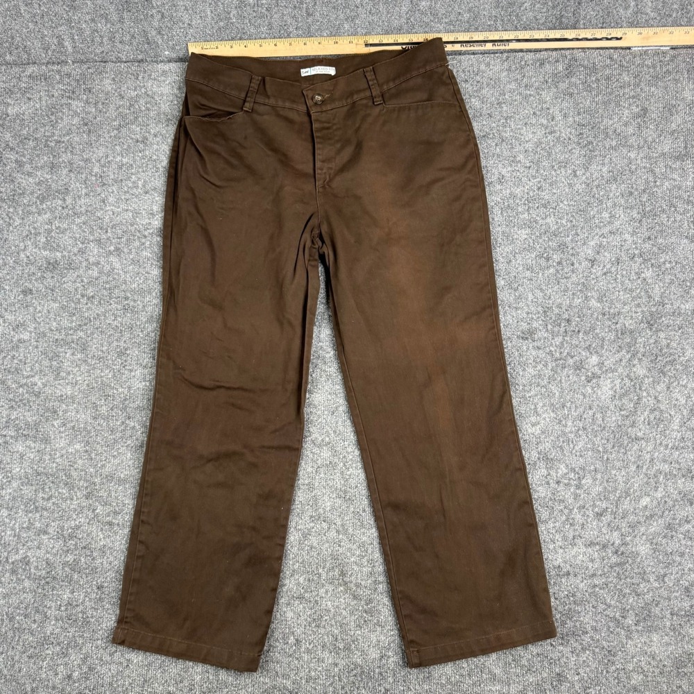 Lee Pants Womens Size 14 Petite Brown Relaxed Fit Straight‎ Leg Casual Cotton